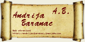 Andrija Baranac vizit kartica